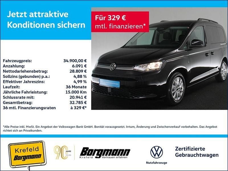 Neu VW Caddy Life 116 PS (85 kW) 2025 Schwarz / deep black Van / Kleinbus