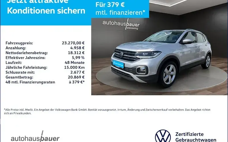 Gebraucht VW T-Cross Style 110 PS (80 kW) 2021 Reflexsilber SUV