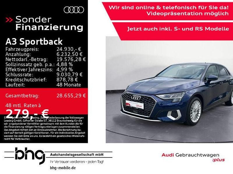 Navarrablau metallic Gebraucht 2023 Audi A3 Advanced Plus Limousine | 24.930 € (Fairer Preis) - Bild 1/4