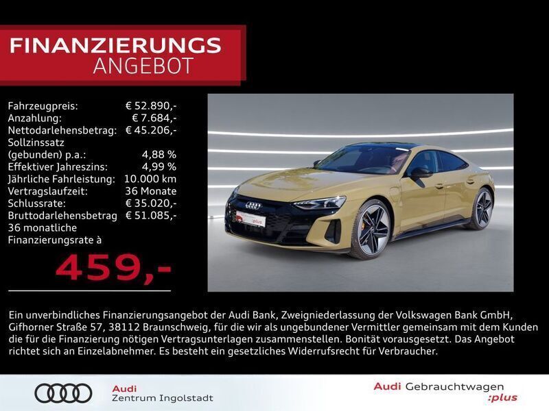 Taktikgrün metallic Gebraucht 2021 Audi e-tron GT quattro Ambiente Limousine | 52.890 € (Teuer) - Bild 1/2