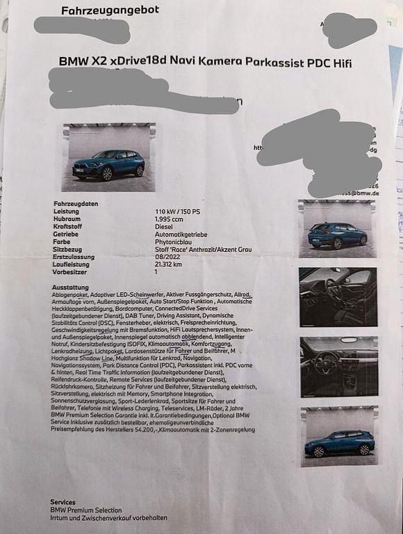 Gebraucht BMW X2 150 PS (110 kW) 2022 Blau SUV