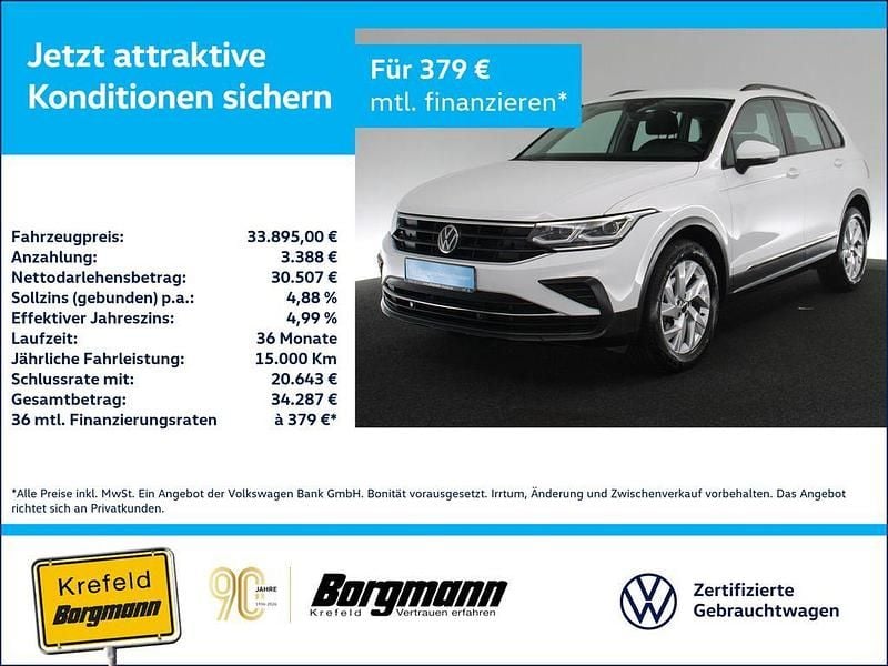 Weiss / pure white Gebraucht 2023 VW Tiguan Life SUV | 33.895 € (Fairer Preis) - Bild 1/3