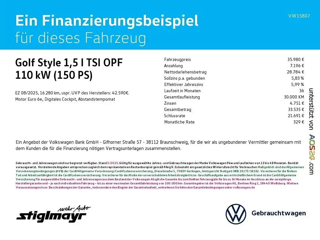 Gebraucht VW Golf VIII Style 150 PS (110 kW) 2025 Grau Limousine