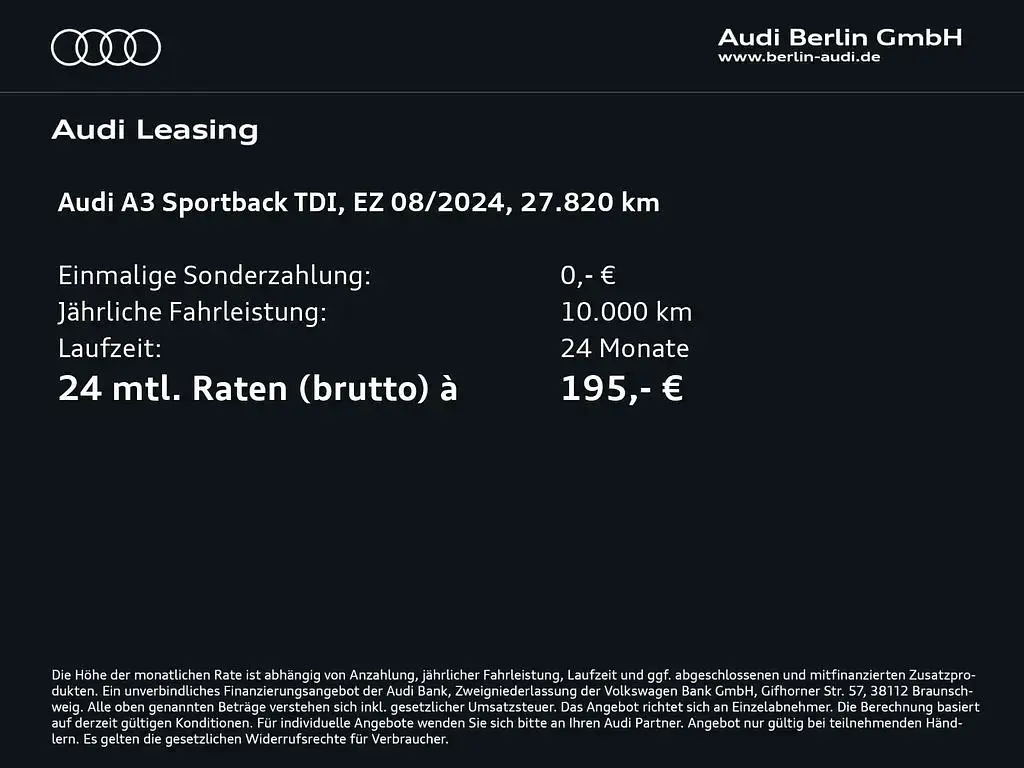 Gebraucht Audi A3 Ambiente 116 PS (85 kW) 2024 Manhattangrau metallic Kombi