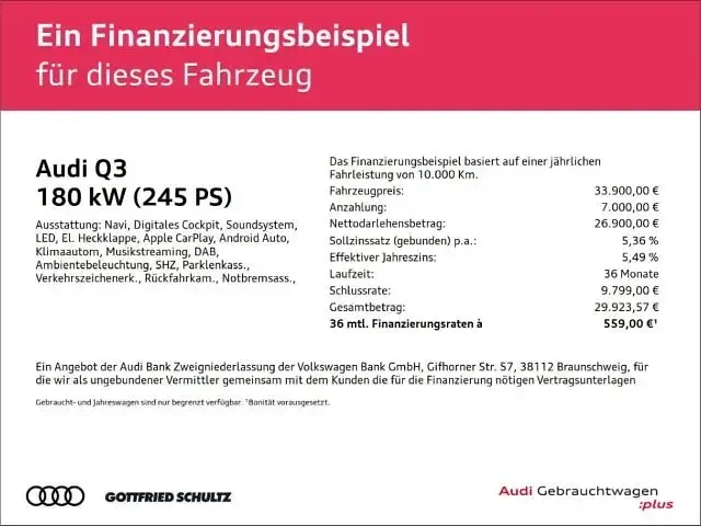 Gebraucht Audi Q3 S-Line 245 PS (180 kW) 2022 Grau SUV