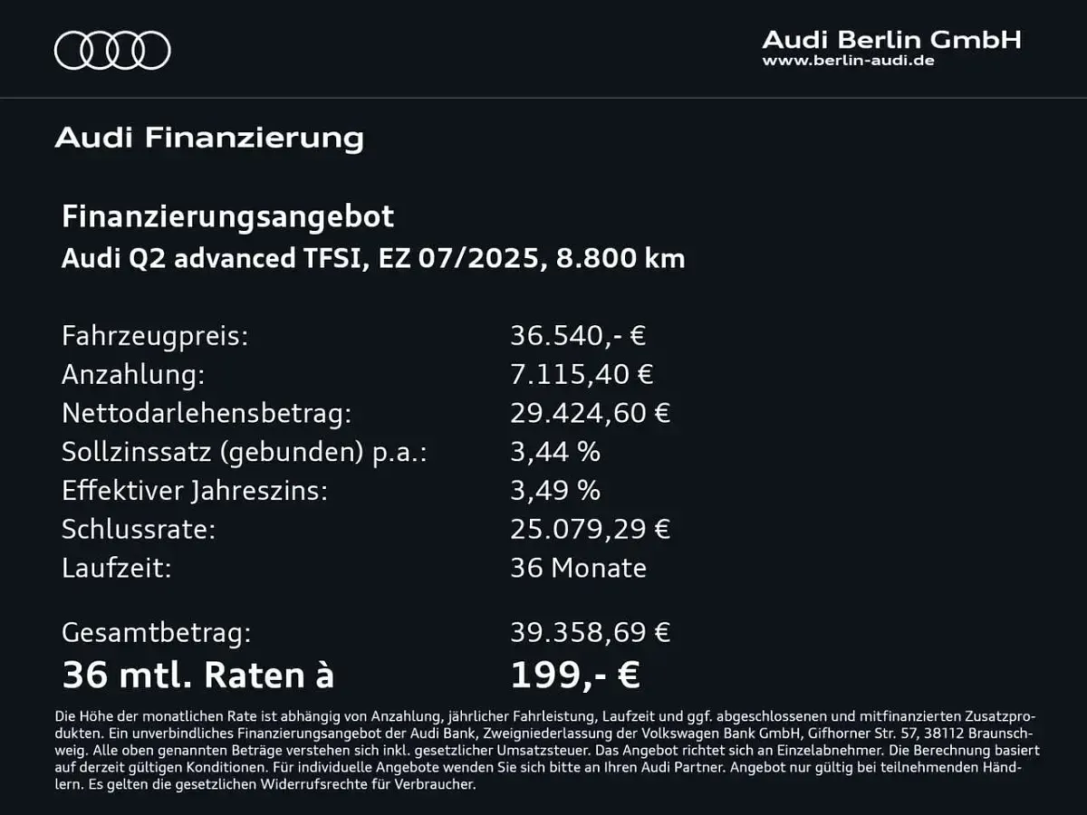 Używany Audi Q2 Advanced Plus 150 KM (110 kW) 2025 Niebieski SUV