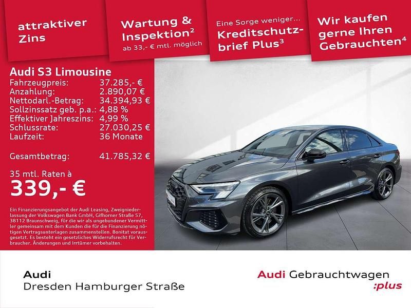 Daytonagrau perleffekt Gebraucht 2022 Audi S3 Ambiente Limousine | 37.285 € (Fairer Preis) - Bild 1/3