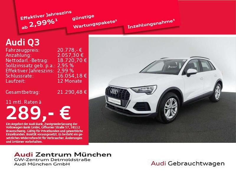 Gletscherweiß metallic Gebraucht 2021 Audi Q3 Design SUV | 31.669 € - Bild 1/2