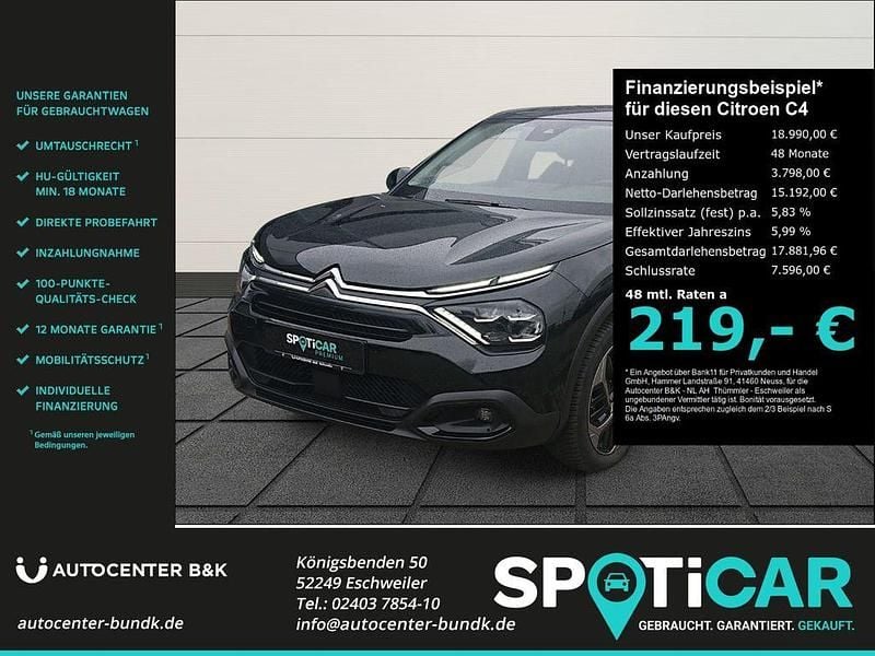 Perlaneraschwarz (metallic) Gebraucht 2024 Citroën C4 PureTech Limousine | 18.990 € (Guter Preis) - Bild 1/4
