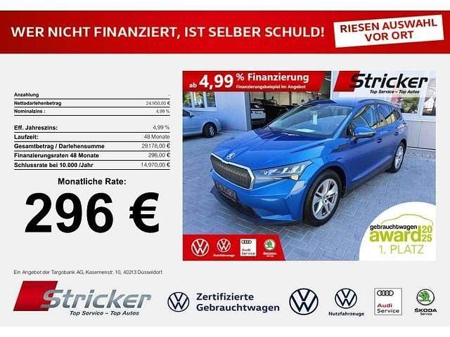Raceblau metallic (metallic) Gebraucht 2021 Skoda Enyaq iV Loft SUV | 24.947 € (Superpreis) - Bild 1/3