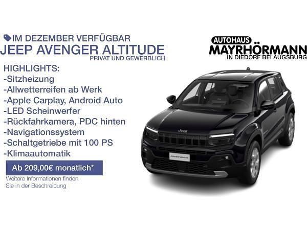 Schwarz (volcano black) Neu 2025 Jeep Avenger Altitude SUV | 24.580 € (Fairer Preis) - Bild 1/4