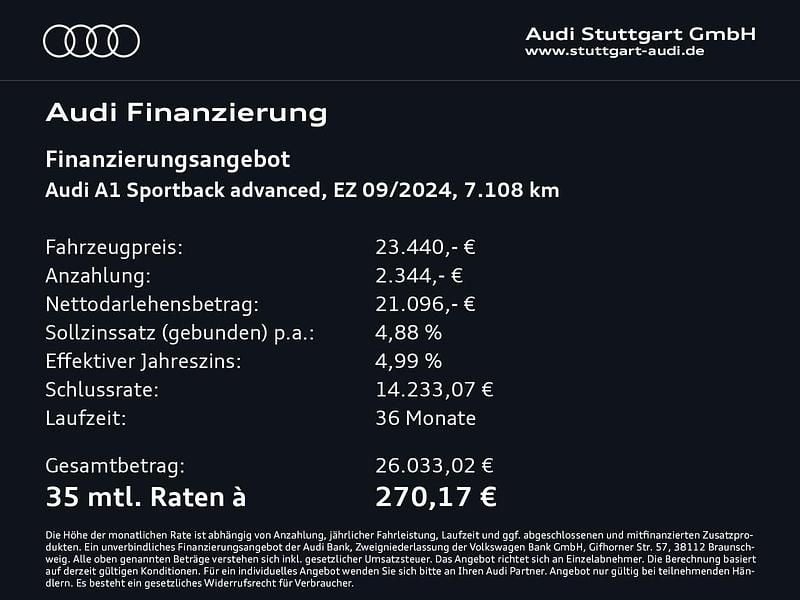 Second-hand Audi A1 Advanced 95 CP (69 kW) 2024 Verde SUV