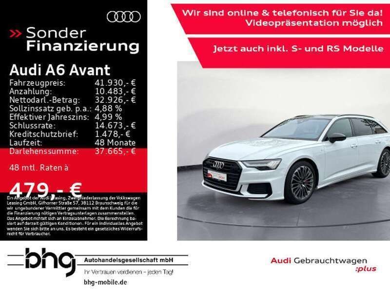 Gletscherweiß metallic Gebraucht 2021 Audi A6 S-Line Kombi | 41.930 € (Fairer Preis) - Bild 1/4