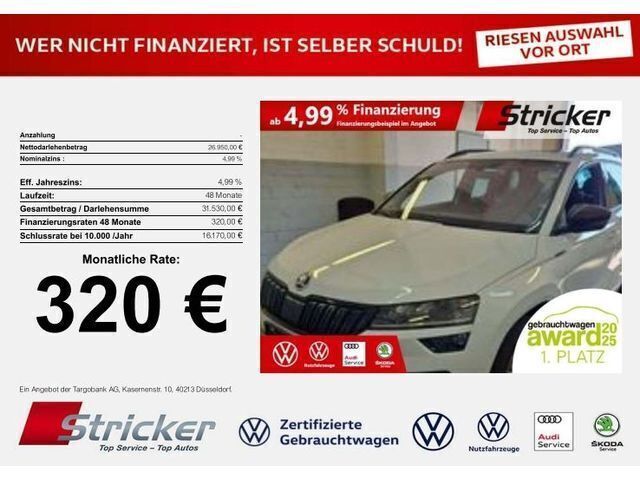 Moonweiß perleffekt (metallic) Gebraucht 2021 Skoda Karoq SportLine SUV | 26.946 € (Fairer Preis) - Bild 1/2