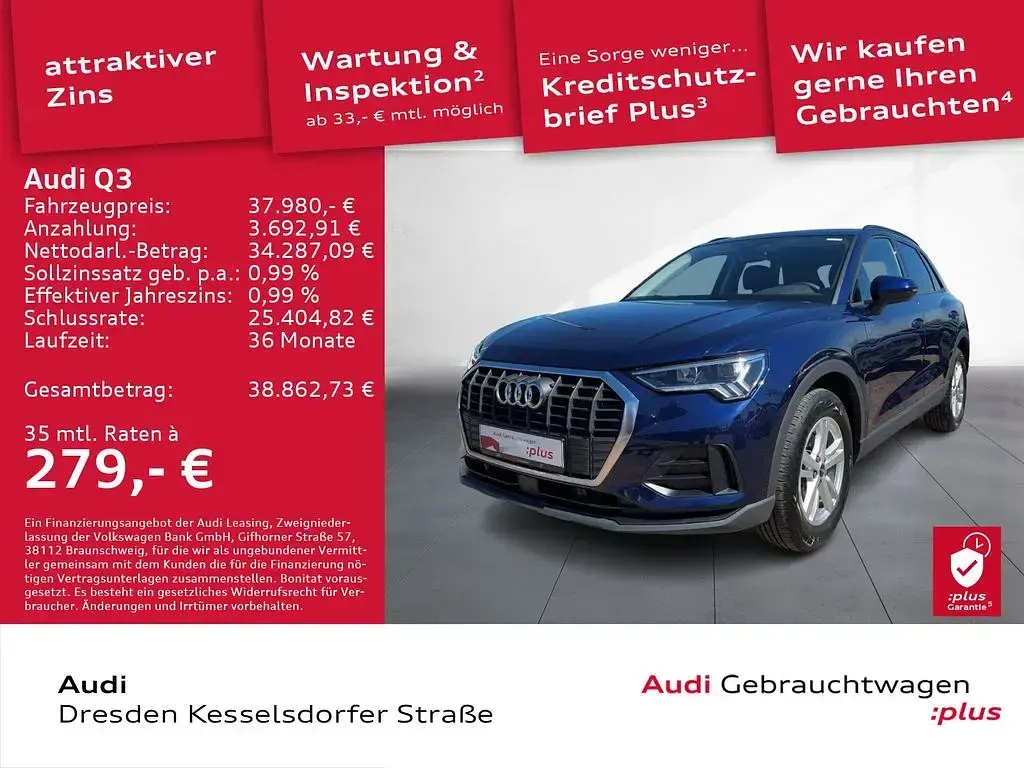 Gebraucht Audi Q3 Basis 150 PS (110 kW) 2025 Navarrablau metallic SUV