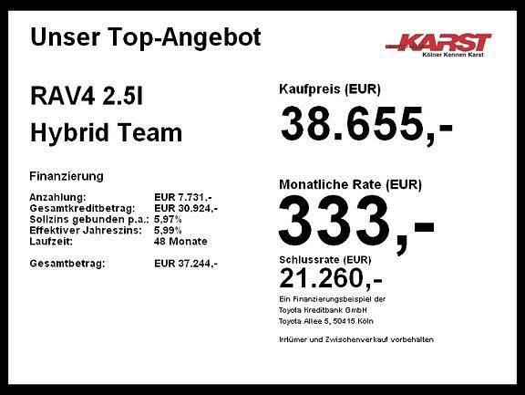 Gebraucht Toyota RAV4 Hybrid Team 218 PS (160 kW) 2024 Schwarz SUV