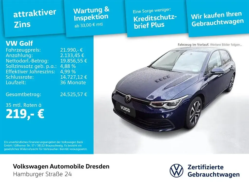 Gebraucht VW Golf VIII United 131 PS (96 kW) 2021 Blau Limousine