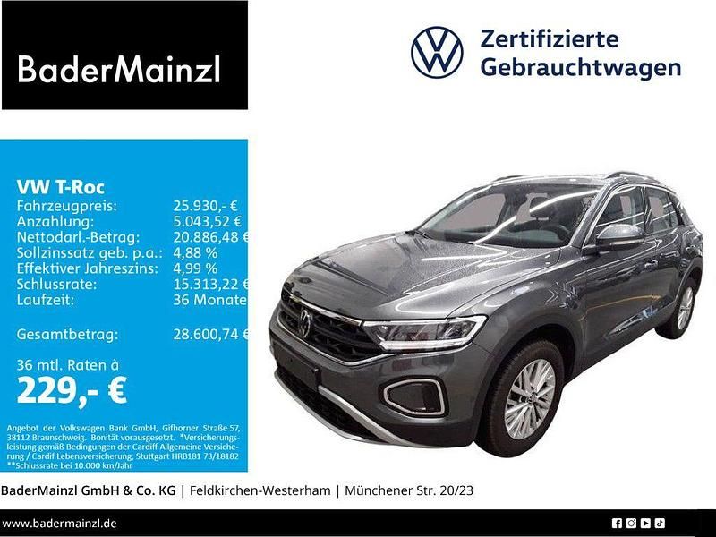 Indiumgrau metallic Gebraucht 2024 VW T-Roc Life SUV | 25.930 € (Fairer Preis) - Bild 1/3