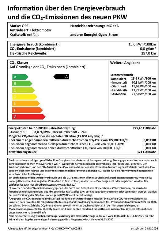 Neu Opel Mokka-e Edition 100 kW (136 PS) 2026 Schwarz SUV