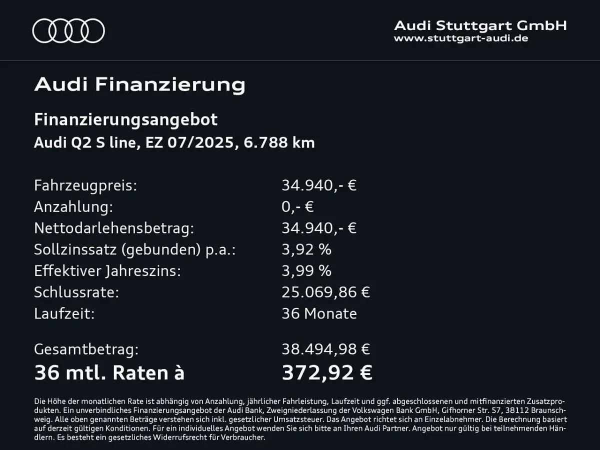 Gebraucht Audi Q2 S-Line 190 PS (139 kW) 2025 Gletscherweiß metallic SUV