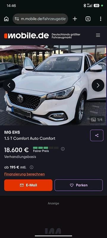 Second-hand MG EHS Comfort 2022 Alb SUV