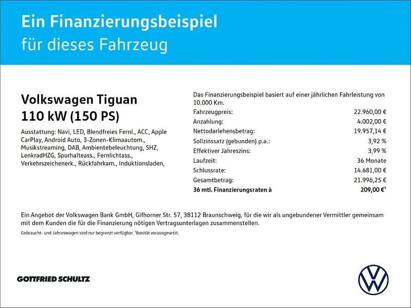 Gebraucht VW Tiguan Active 150 PS (110 kW) 2023 Schwarz SUV