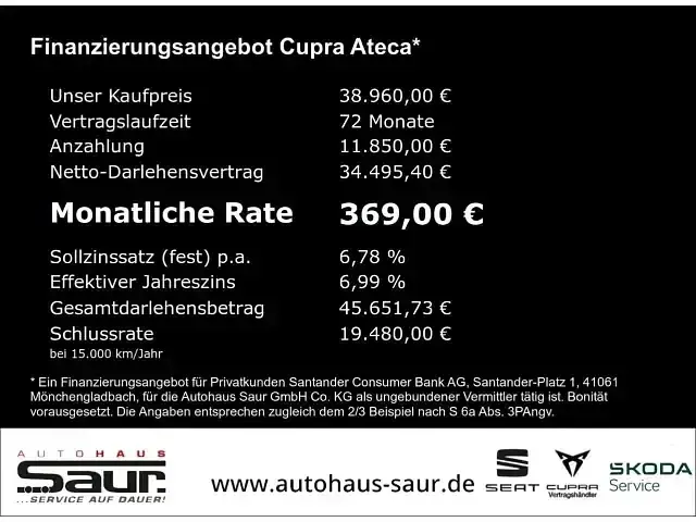 Gebraucht Cupra Ateca VZ 300 PS (220 kW) 2024 Schwarz SUV