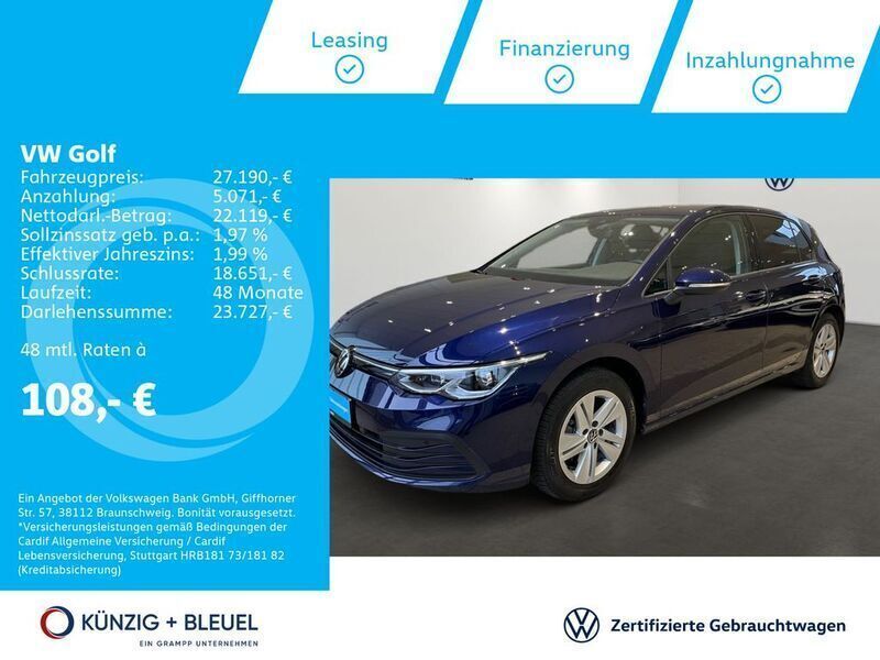 Atlantic blue metallic Gebraucht 2024 VW Golf VIII Life Limousine | 28.580 € (Fairer Preis) - Bild 1/4