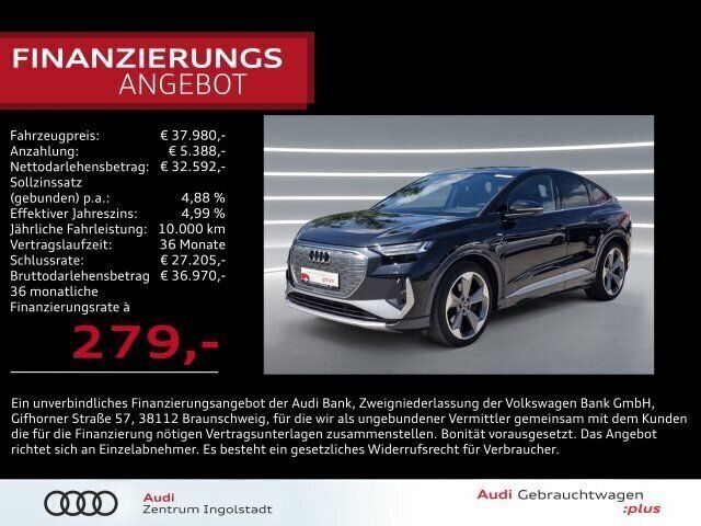 Mythosschwarz metallic Gebraucht 2022 Audi Q4 Sportback e-tron S-Line SUV | 37.980 € (Fairer Preis) - Bild 1/3