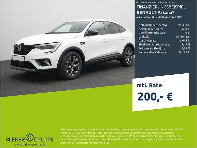 Schneeweiß Neu 2025 Renault Arkana Evolution SUV | 29.990 € - Bild 1/3