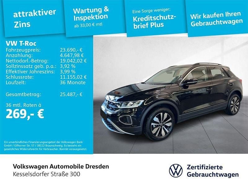 Schwarz Gebraucht 2025 VW T-Roc Life SUV | 23.690 € (Fairer Preis) - Bild 1/4