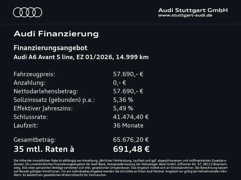 Gebraucht Audi A6 S-Line 299 PS (219 kW) 2025 Mythosschwarz metallic Kombi