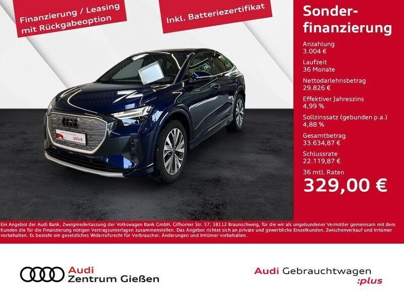 Navarrablau metallic Gebraucht 2022 Audi Q4 Sportback e-tron Advanced SUV | 32.830 € (Fairer Preis) - Bild 1/4