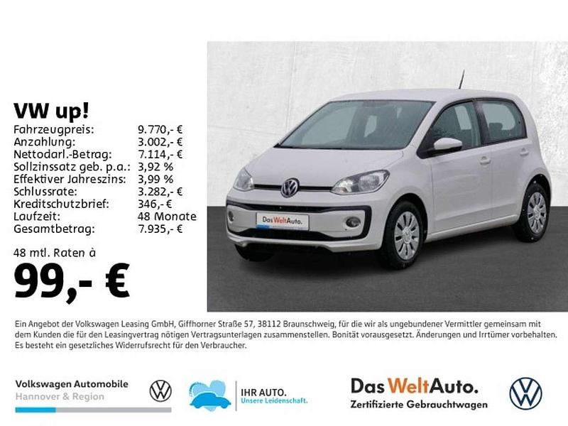 Weiß Gebraucht 2019 VW up! move up! Kleinwagen | 9.770 € (Etwas zu teuer) - Bild 1/3