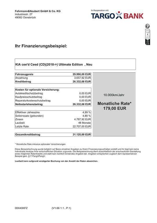 Neu Kia Ceed Style 140 PS (102 kW) 2025 Weiß Kleinwagen