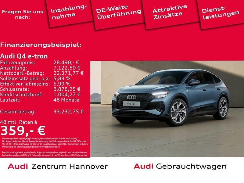 5y geysirblau metallic Gebraucht 2022 Audi Q4 Sportback e-tron Sport SUV | 28.490 € (Fairer Preis) - Bild 1/4