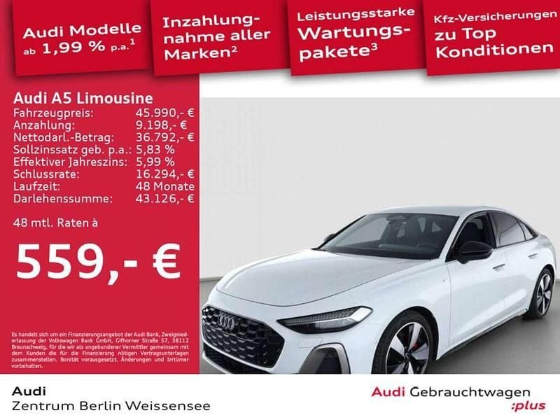 Gletscherweiß metallic Gebraucht 2025 Audi A5 Ambiente Coupé | 45.990 € (Superpreis) - Bild 1/4