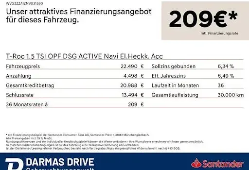 Gebraucht VW T-Roc Active 150 PS (110 kW) 2021 Schwarz SUV
