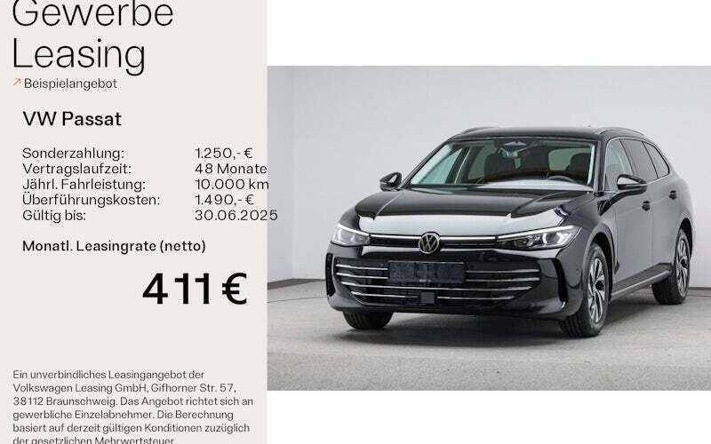 Schwarz Neu 2025 VW Passat Business Limousine | 52.140 € (Fairer Preis) - Bild 1/4