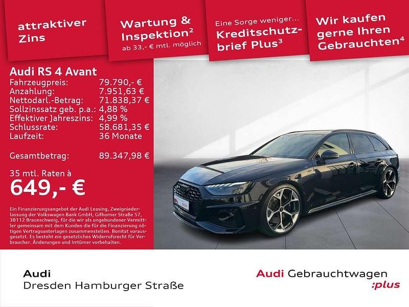 Sebringschwarz kristalleffekt Gebraucht 2024 Audi RS4 Ambiente Kombi | 79.790 € (Etwas zu teuer) - Bild 1/3