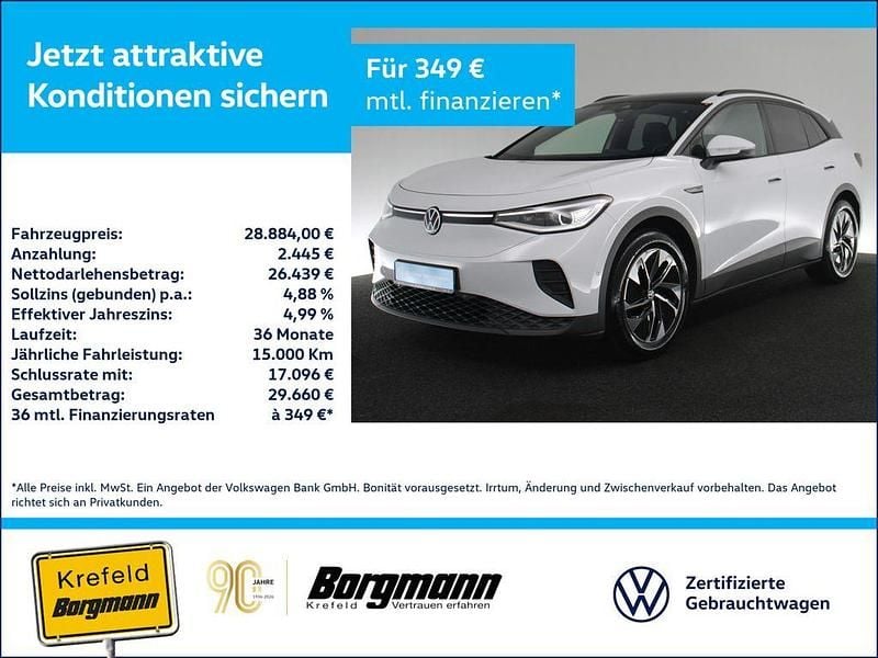 Gletscherweiß metallic (metallic) Gebraucht 2022 VW ID.4 Pro Performance SUV | 28.884 € (Fairer Preis) - Bild 1/3