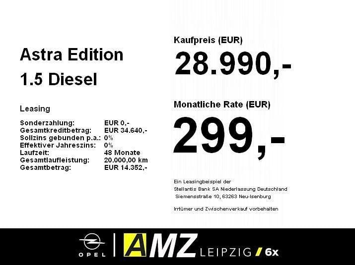 Neu Opel Astra Edition 131 PS (96 kW) 2026 Athletik blau Limousine