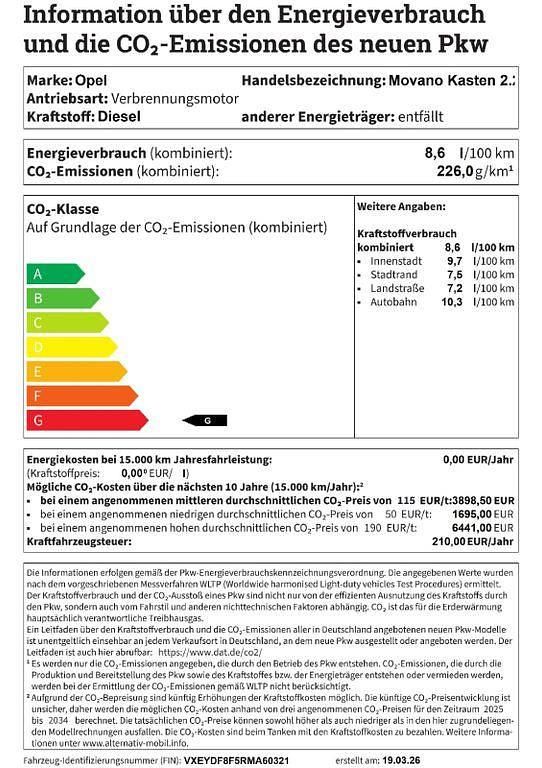 Neu Opel Movano 140 PS (102 kW) 2025 Weiß Van