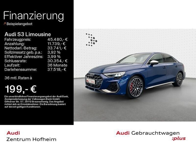 Ascariblau metallic Gebraucht 2024 Audi S3 Ambiente Limousine | 45.480 € (Fairer Preis) - Bild 1/4