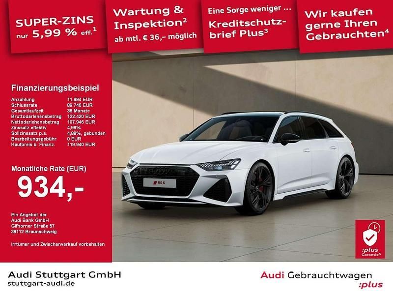 Gletscherweiß metallic Gebraucht 2024 Audi RS6 Ambiente Kombi | 119.940 € (Superpreis) - Bild 1/2