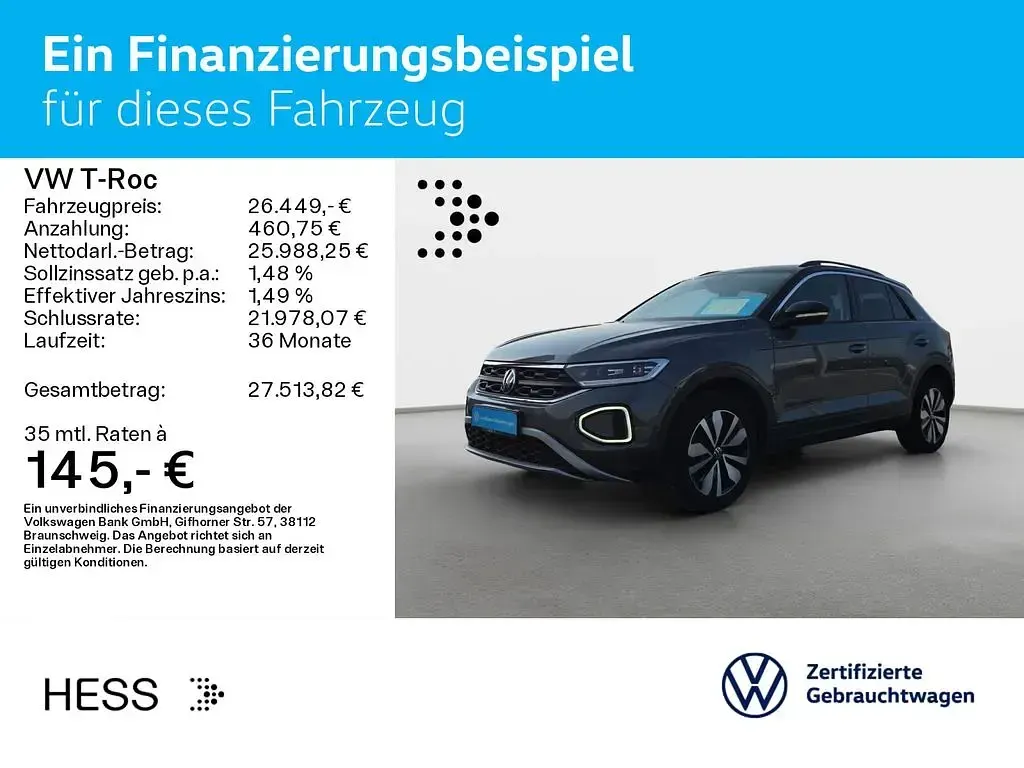 Occasion VW T-Roc Goal 150 ch (110 kW) 2025 Gris SUV