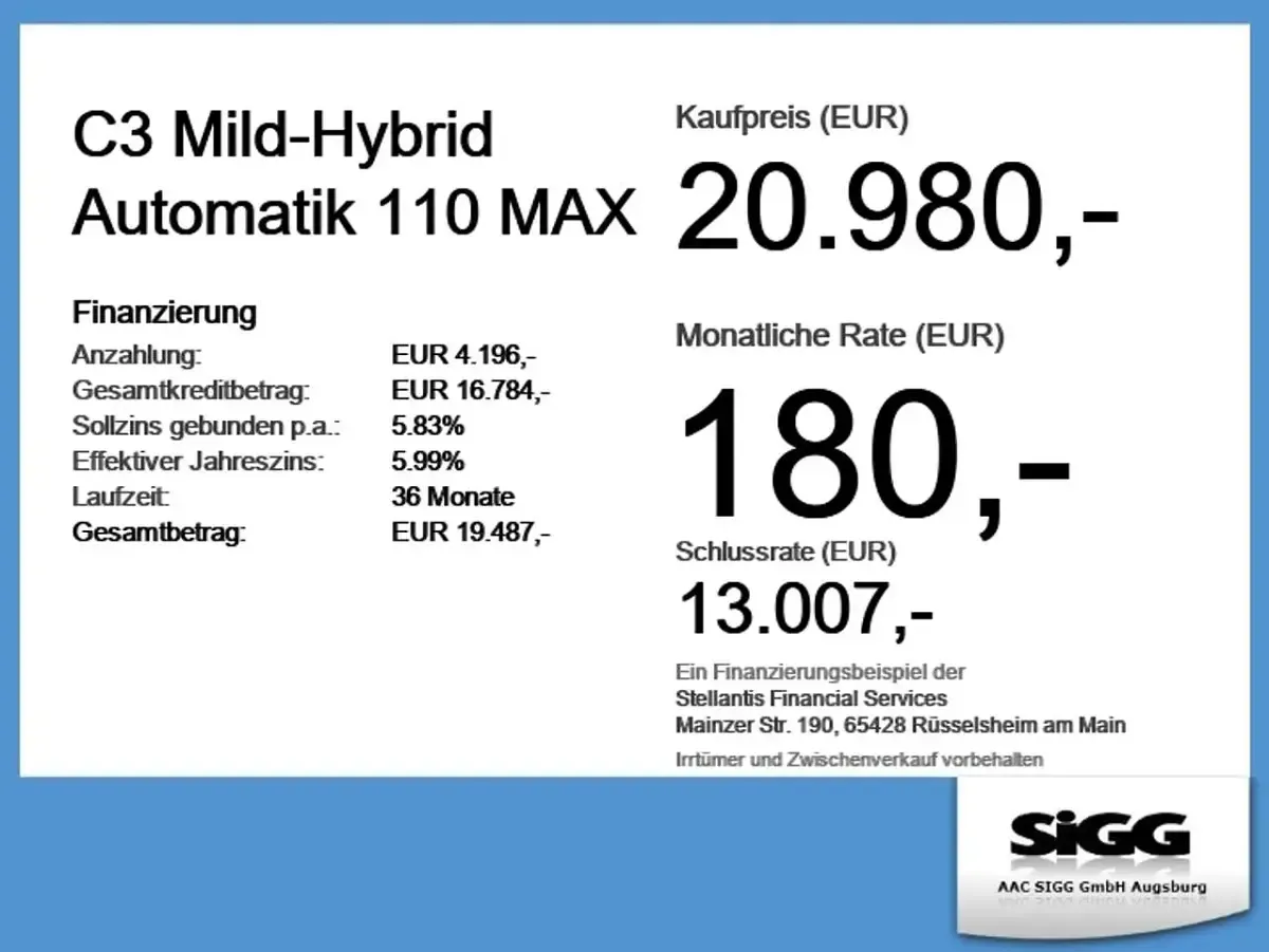 Neu Citroën C3 101 PS (74 kW) 2026 Lackierung schwarz perla nera/ SUV