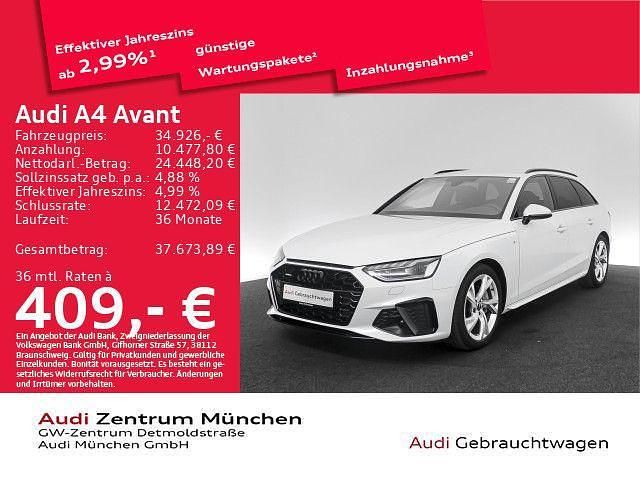 Gebraucht Audi A4 S-Line 204 PS (150 kW) 2024 Gletscherweiß metallic Kombi