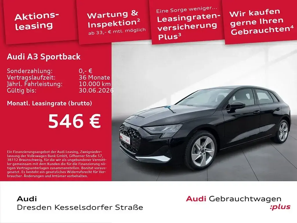Używany Audi A3 Advanced Plus 150 KM (110 kW) 2025 Czarny Sedan/Limuzyna