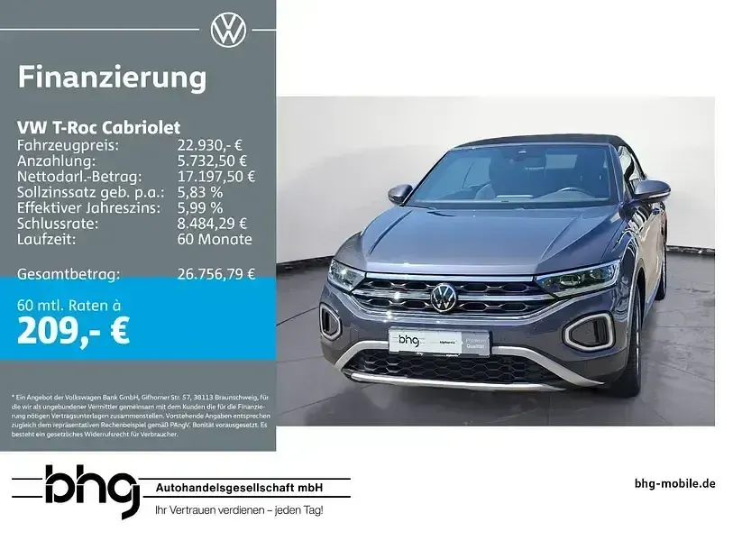 Gebraucht VW T-Roc Cabriolet Style 110 PS (80 kW) 2022 Cabrio